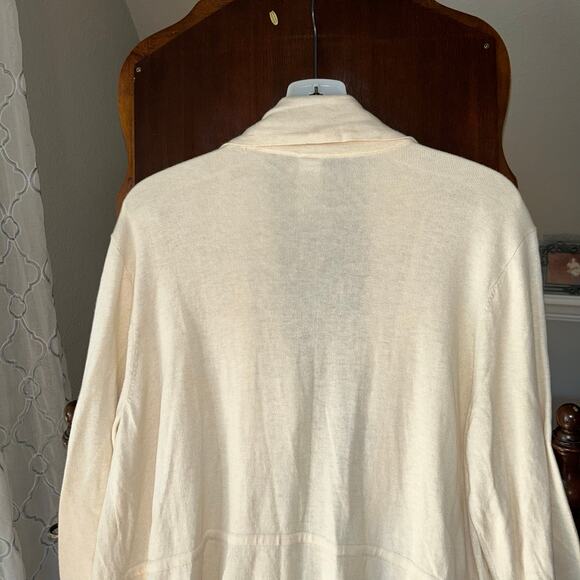 EUC Wynne Lounge Cardigan Jacket Womens Large Cream Drawstrings Layers - Picture 6 of 10